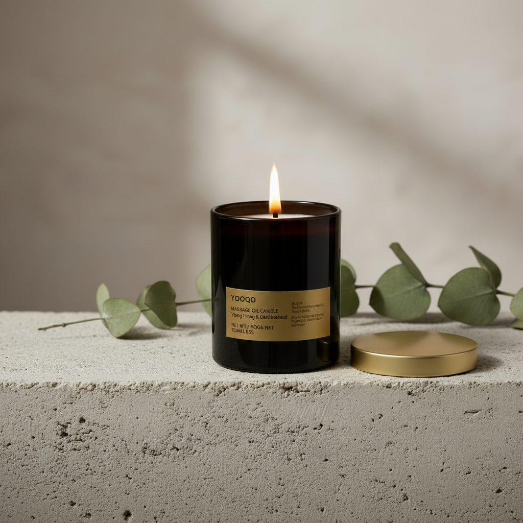 Organic Massage Oil Candle with Ylang Ylang and Shea Butter for Relaxation-1