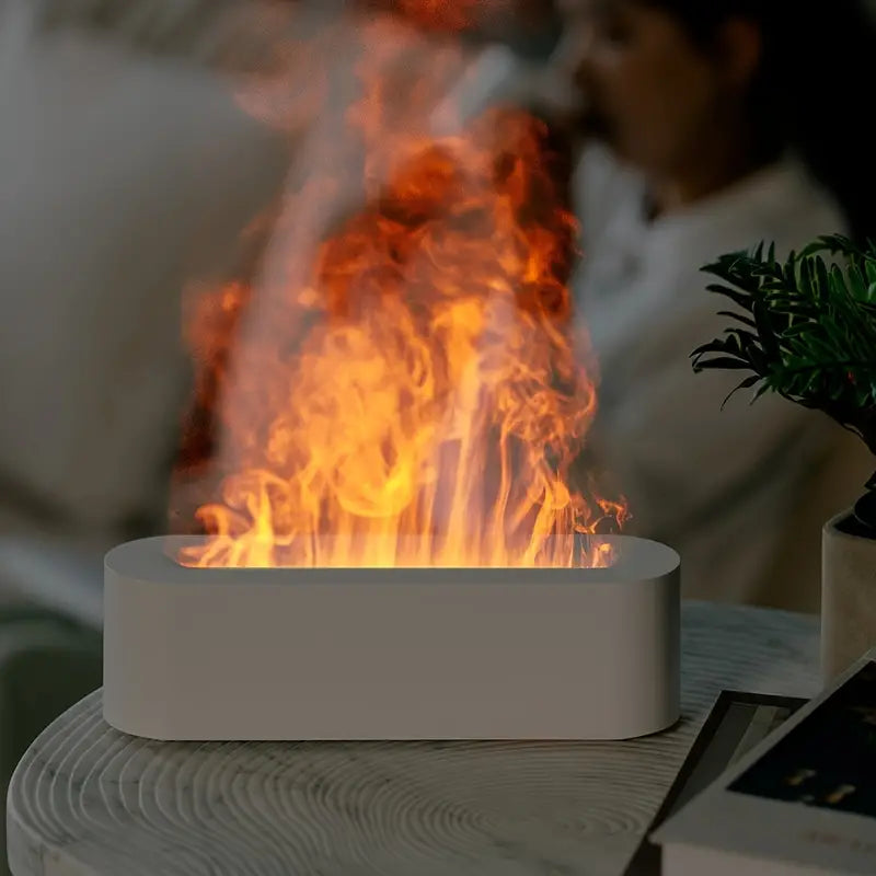 Mini USB Color-Changing Flame Aroma Diffuser Cool Mist Humidifier White-4