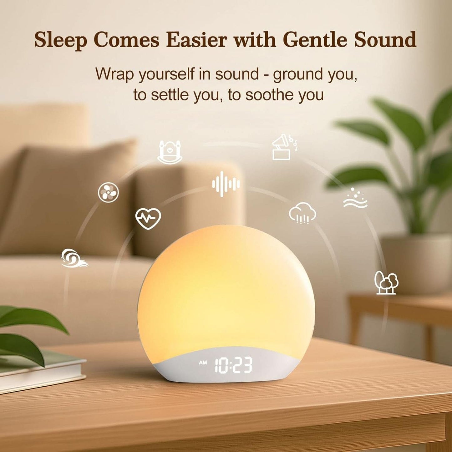 Sunrise Alarm Clock With Dimmable Night Light And White Noise-3