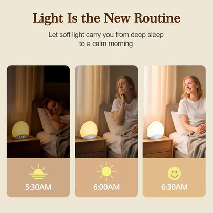 Sunrise Alarm Clock With Dimmable Night Light And White Noise-2