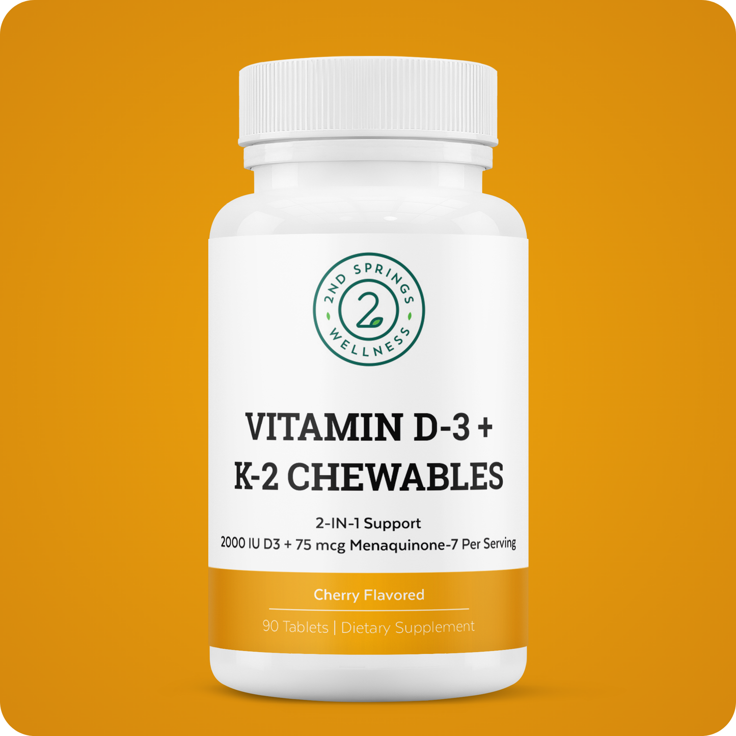 Vitamin D3 + K2 (Menaquinone-7) Chewable Tabs