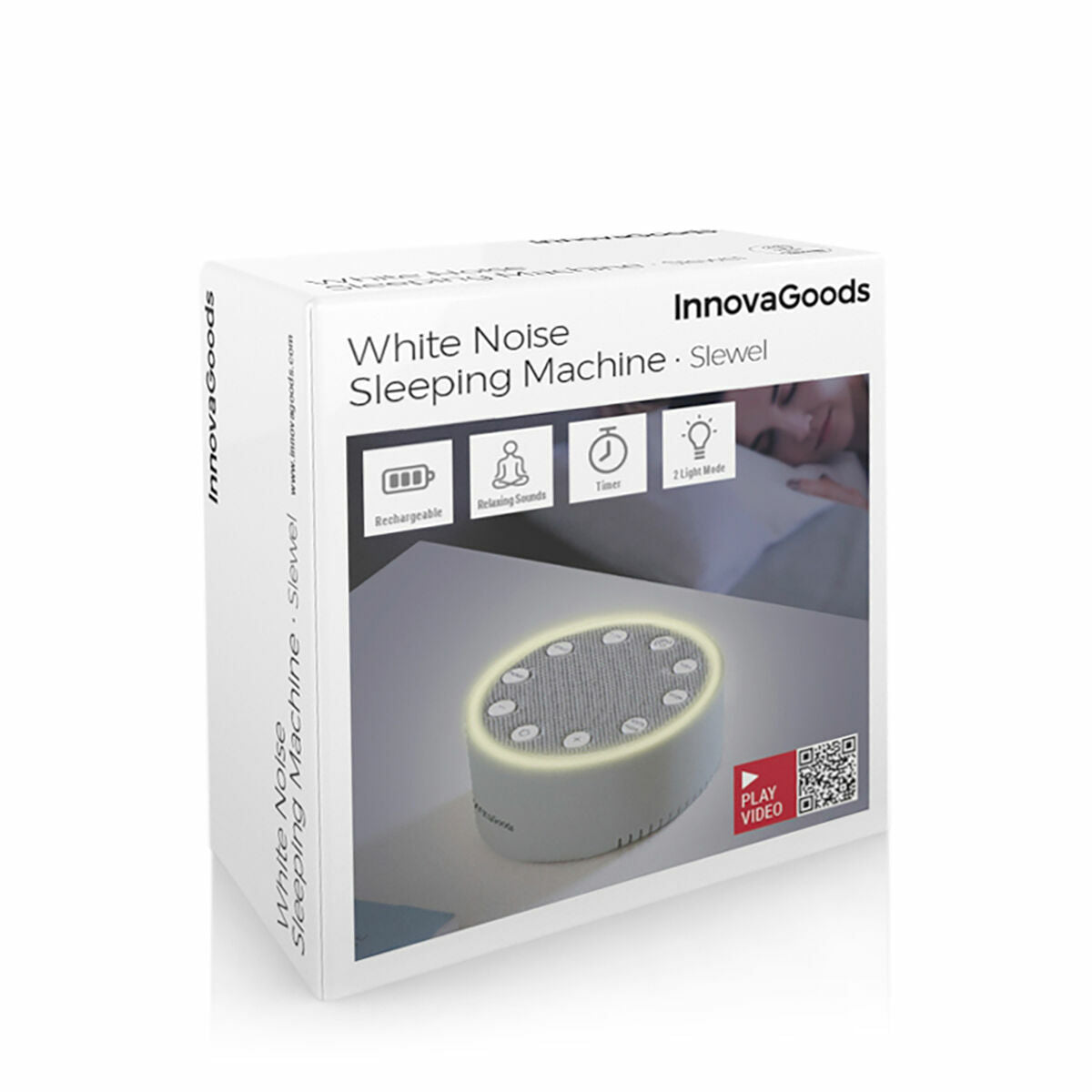 White Noise Sleep Machine Slewel InnovaGoods Rechargeable Sound Light-1