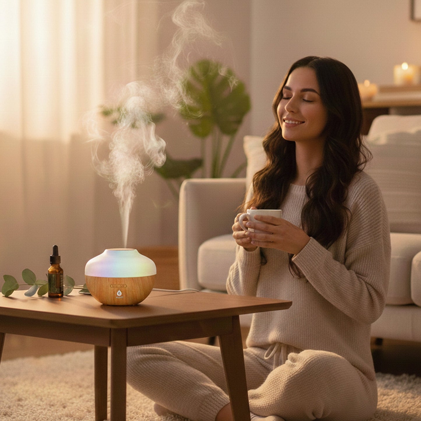 Pursonic Ultrasonic Aromatherapy Diffuser with 7-Color LED & Auto Shutoff – 10 oz