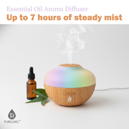 Pursonic Ultrasonic Aromatherapy Diffuser with 7-Color LED & Auto Shutoff – 10 oz