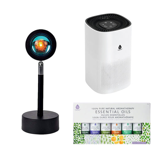 Home Sanctuary Bundle – HEPA Air Purifier, Sunset Projector & Essential Oil Collection-0