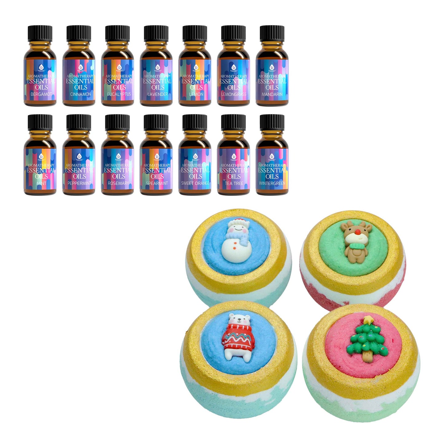 Holiday Bliss Aromatherapy Gift Set | Bath Bombs & 14 Essential Oils