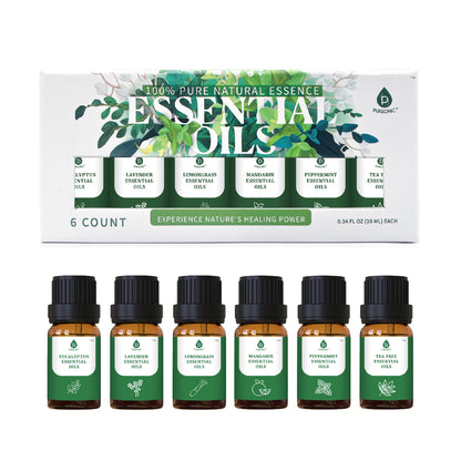 100% Pure Natural Essence Essential Oils Collection – 6 Therapeutic Scents
