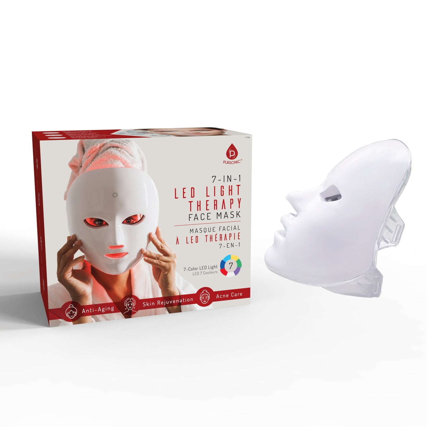 7-in-1 LED Light Therapy Face Mask & Pursonic 3-in-1 Facial Cleansing Device