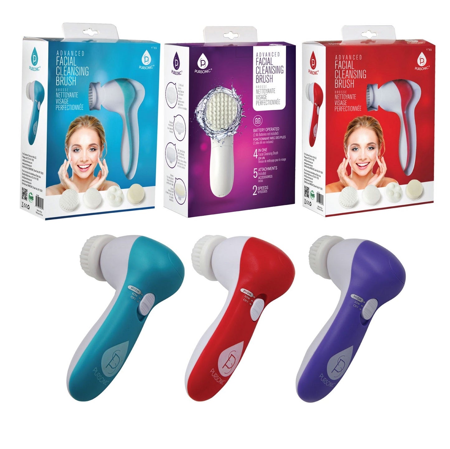 Advanced Facial Cleansing Brush – 360° Rotation with 5 Attachments