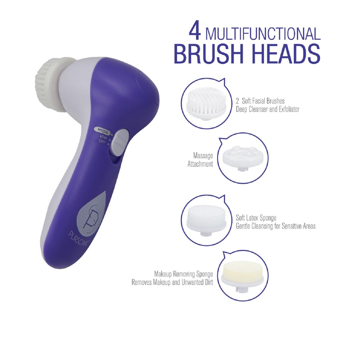 Advanced Facial Cleansing Brush – 360° Rotation with 5 Attachments