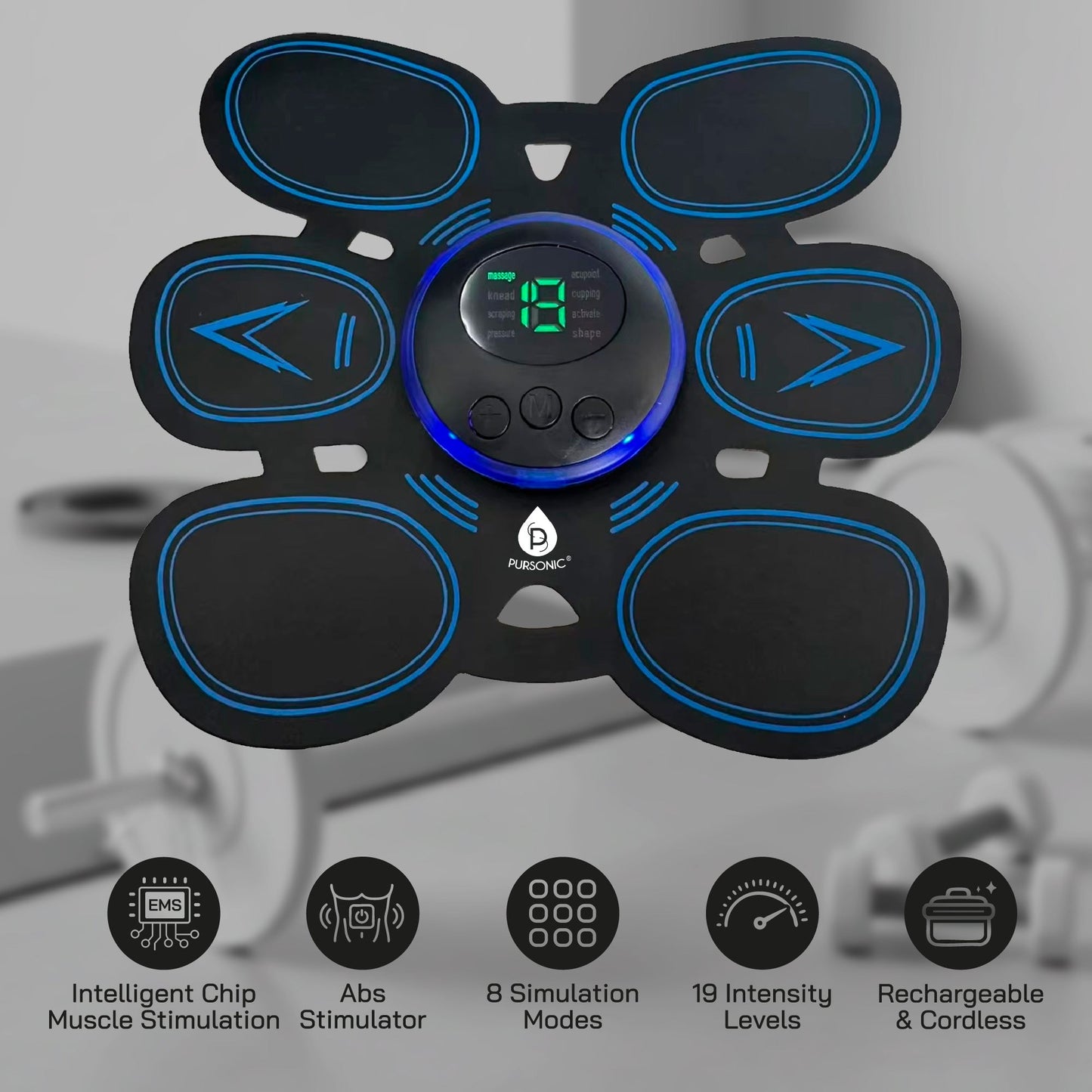 Pursonic Rechargeable Abdominal Muscle Toner & Massager-1