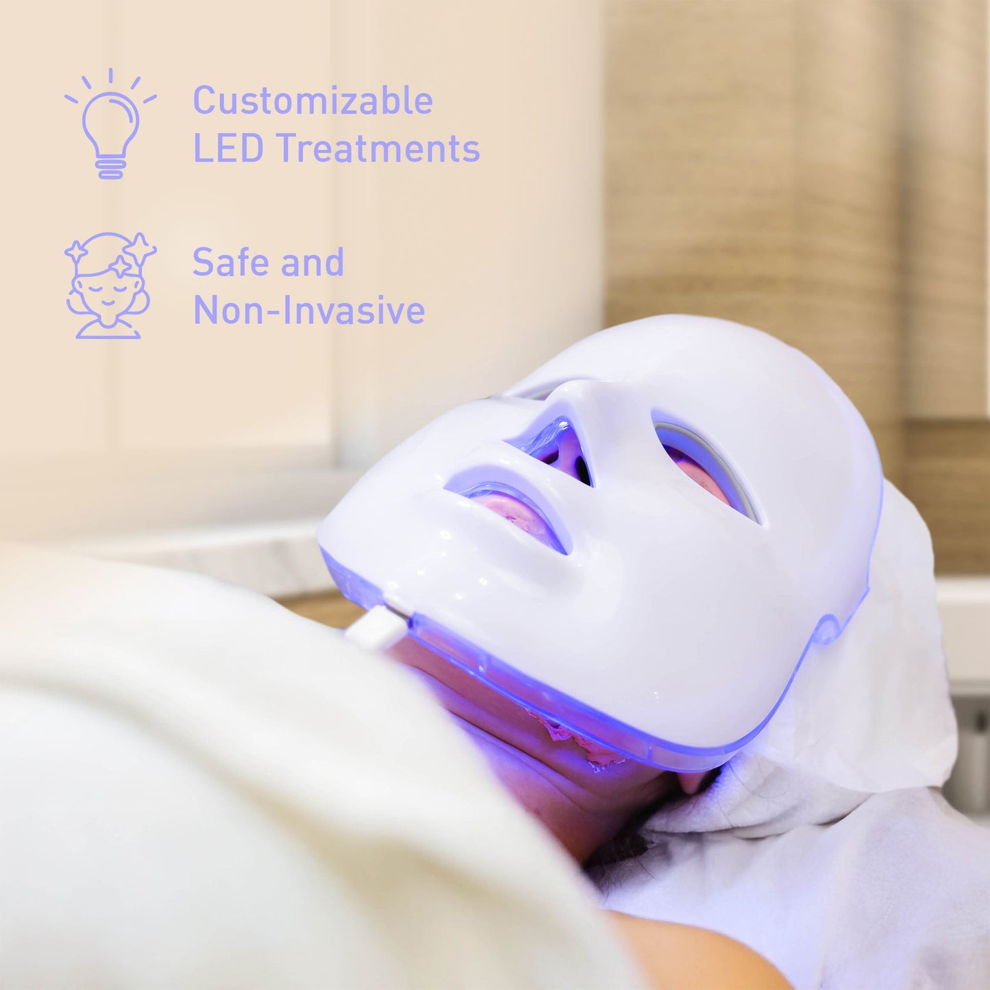 Complete LED Skincare Bundle – 7-in-1 LED Face Mask + Sculpting Wand + Anti-Aging Serum Set