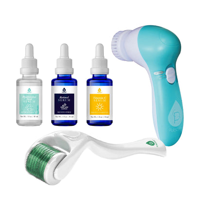 Advanced Skin Renewal Bundle – Facial Cleansing Brush, Anti-Aging Serum & Derma Roller-0