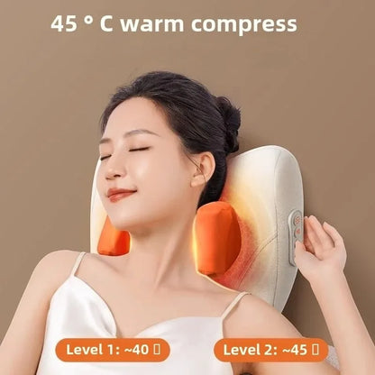 Wireless Shiatsu Massage Pillow Rechargeable Heating Massager Orange-1