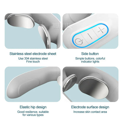 Electric Pulse Neck Massager EMS TENS Cervical Pain Relief Muscle Relaxation-3