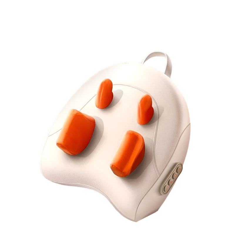 Wireless Shiatsu Massage Pillow Rechargeable Heating Massager Orange-0