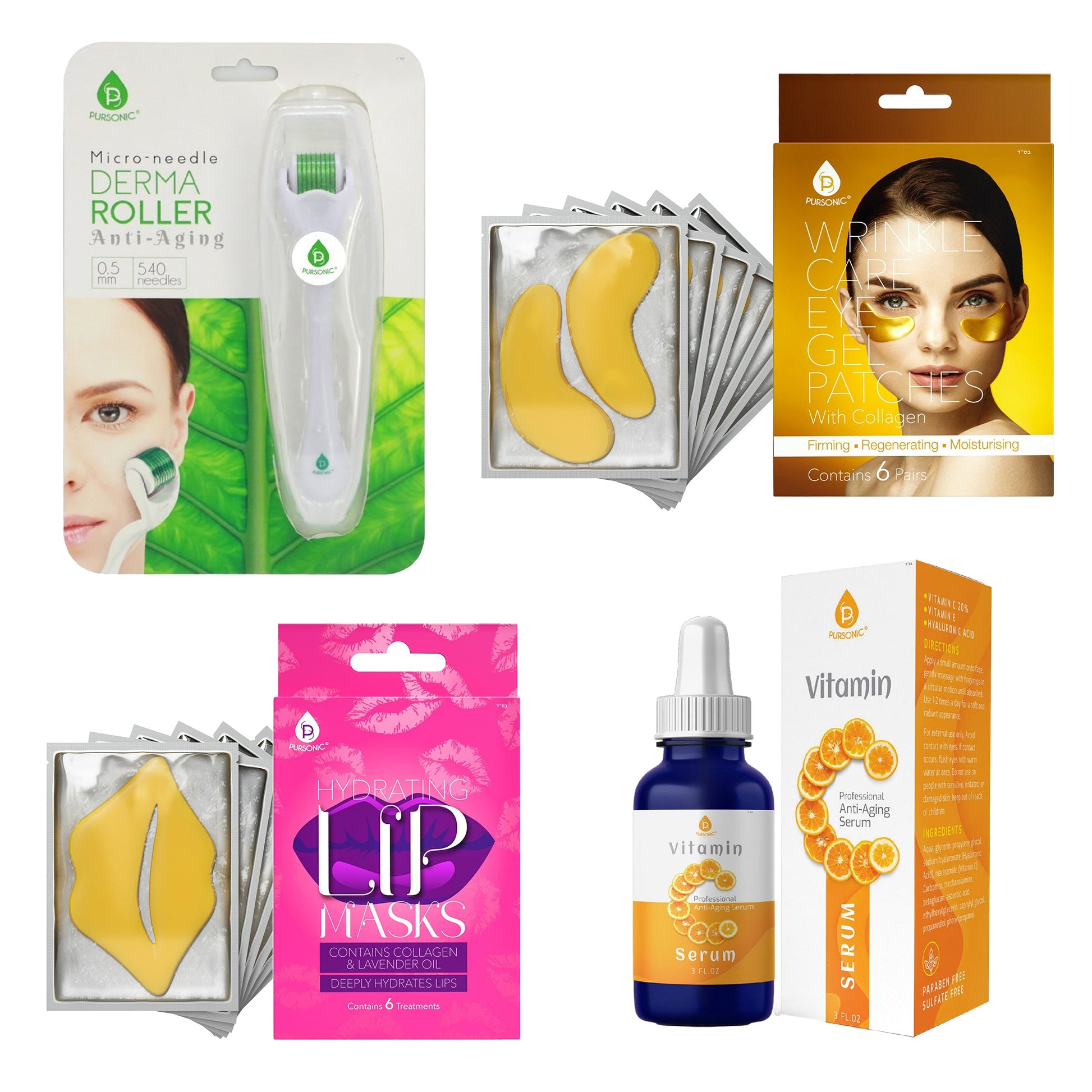 Radiant Skin Ritual Kit – Vitamin C Serum, Eye Gel Patches, Lip Masks & Derma Roller-0