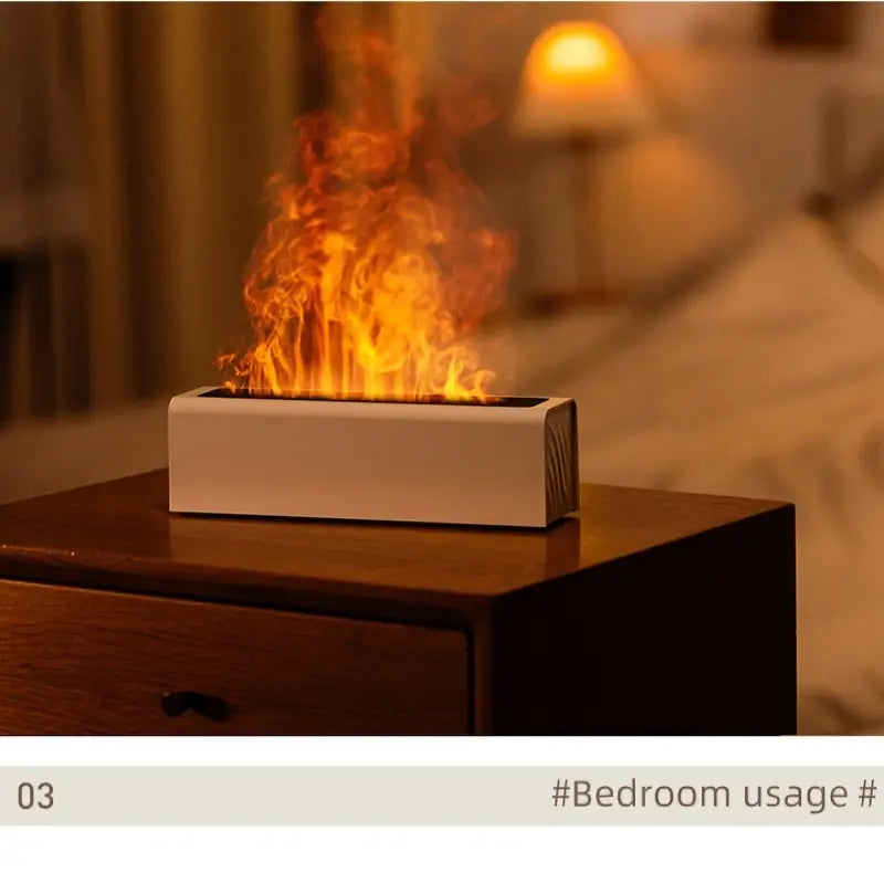 Mini USB Color-Changing Flame Aroma Diffuser Cool Mist Humidifier White-3