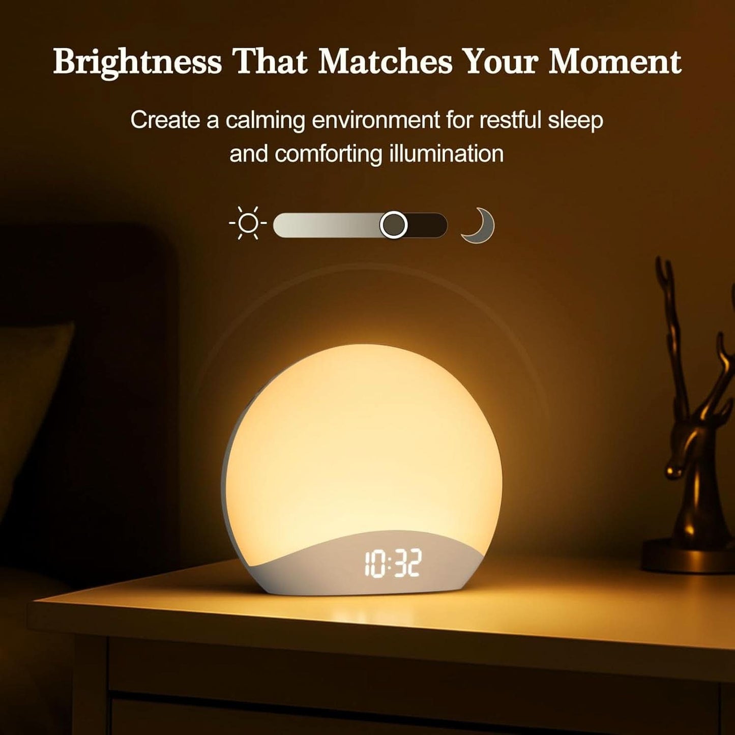 Sunrise Alarm Clock With Dimmable Night Light And White Noise-4
