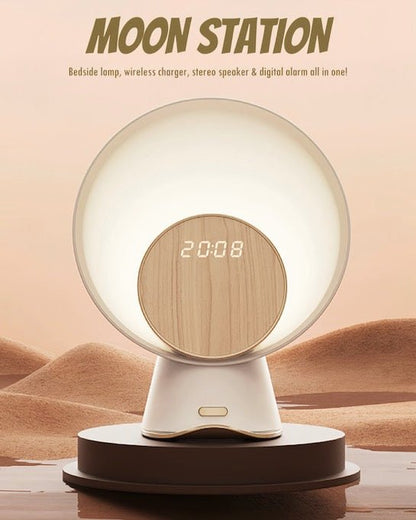 Moon Station Bedside Lamp Wireless Charger Bluetooth Speaker All-in-One-0